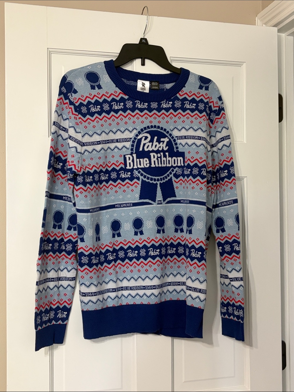 Pabst Blue Ribbon Men's Knit Sweater - Blue / Light Blue